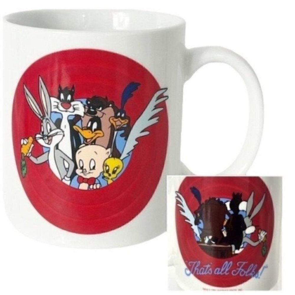 Vintage Looney Tunes Warner Bros 1991 mug “That’s all Folks!” 10 ounce Cup